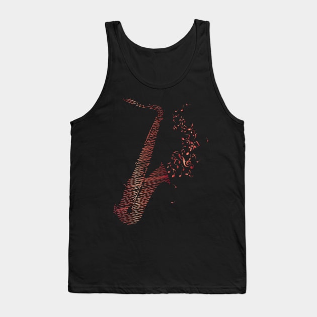 Creative Saxophone Art - Red Mix Tank Top by WIZECROW